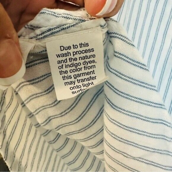 Madewell Central Shirt in Erinn Stripe Oversized Size Small White & Blue - Picture 11 of 11